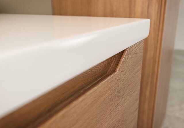 Emma Eik 120CM servantskap STRUKTUR Eikefiner med enkel vask og speil 